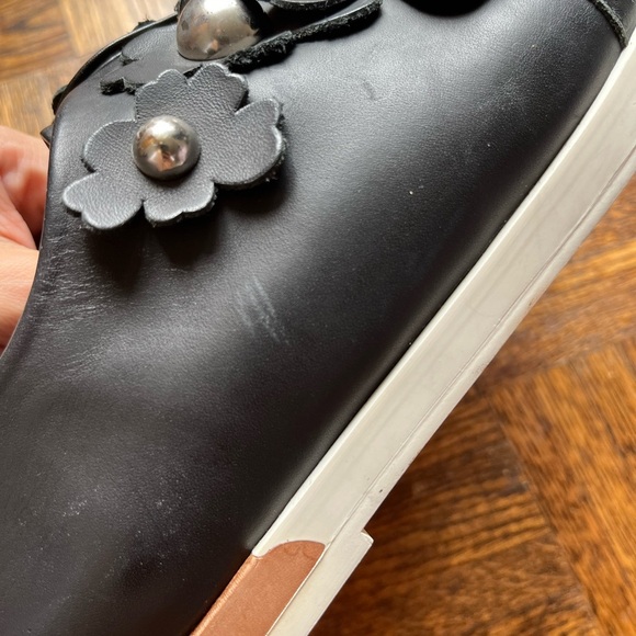 MIISTA London Leather Black and white Studded Flower Loafers size 11 - Picture 12 of 14